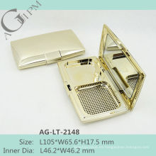 Retro brillante Rectangular compacto polvo caja con espejo AG-LT-2148, empaquetado cosmético de AGPM, colores/insignia de encargo